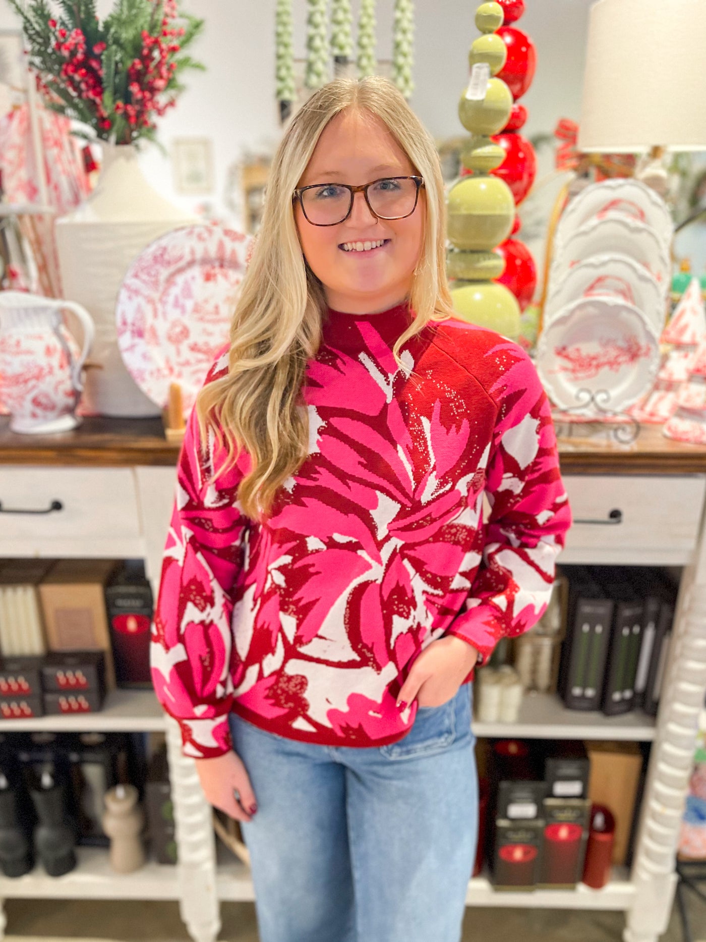 Voy Fuschia Raglan Sweater