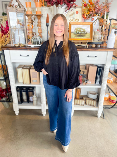 Black Puff Sleeve Aspen Top