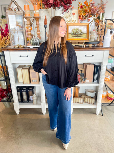 Black Puff Sleeve Aspen Top