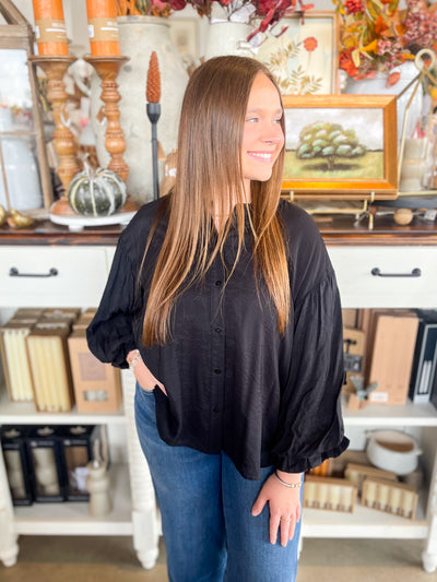 Black Puff Sleeve Aspen Top