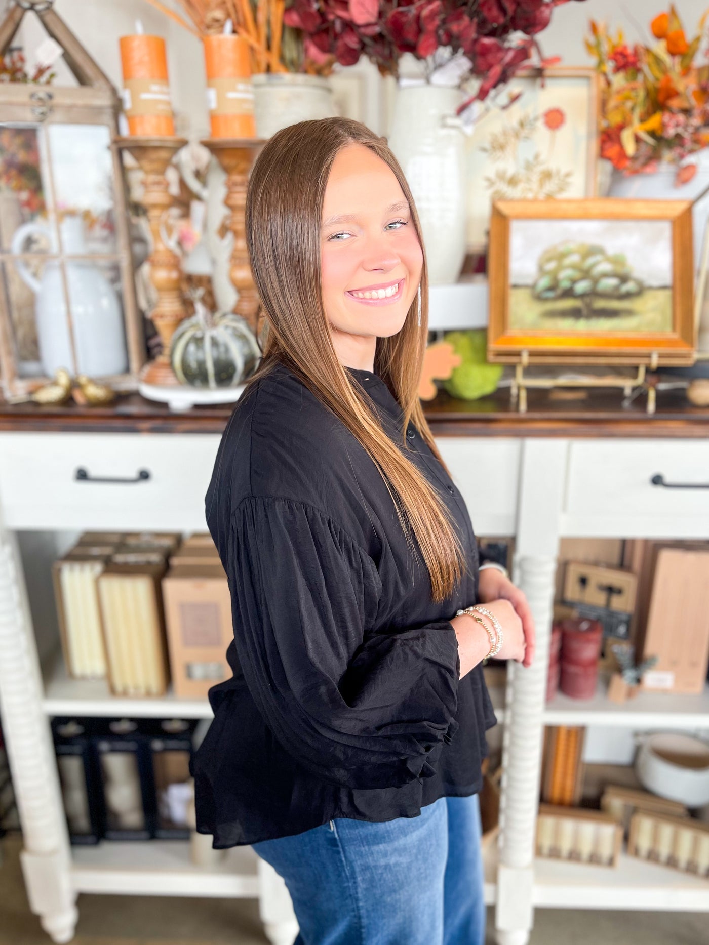 Black Puff Sleeve Aspen Top