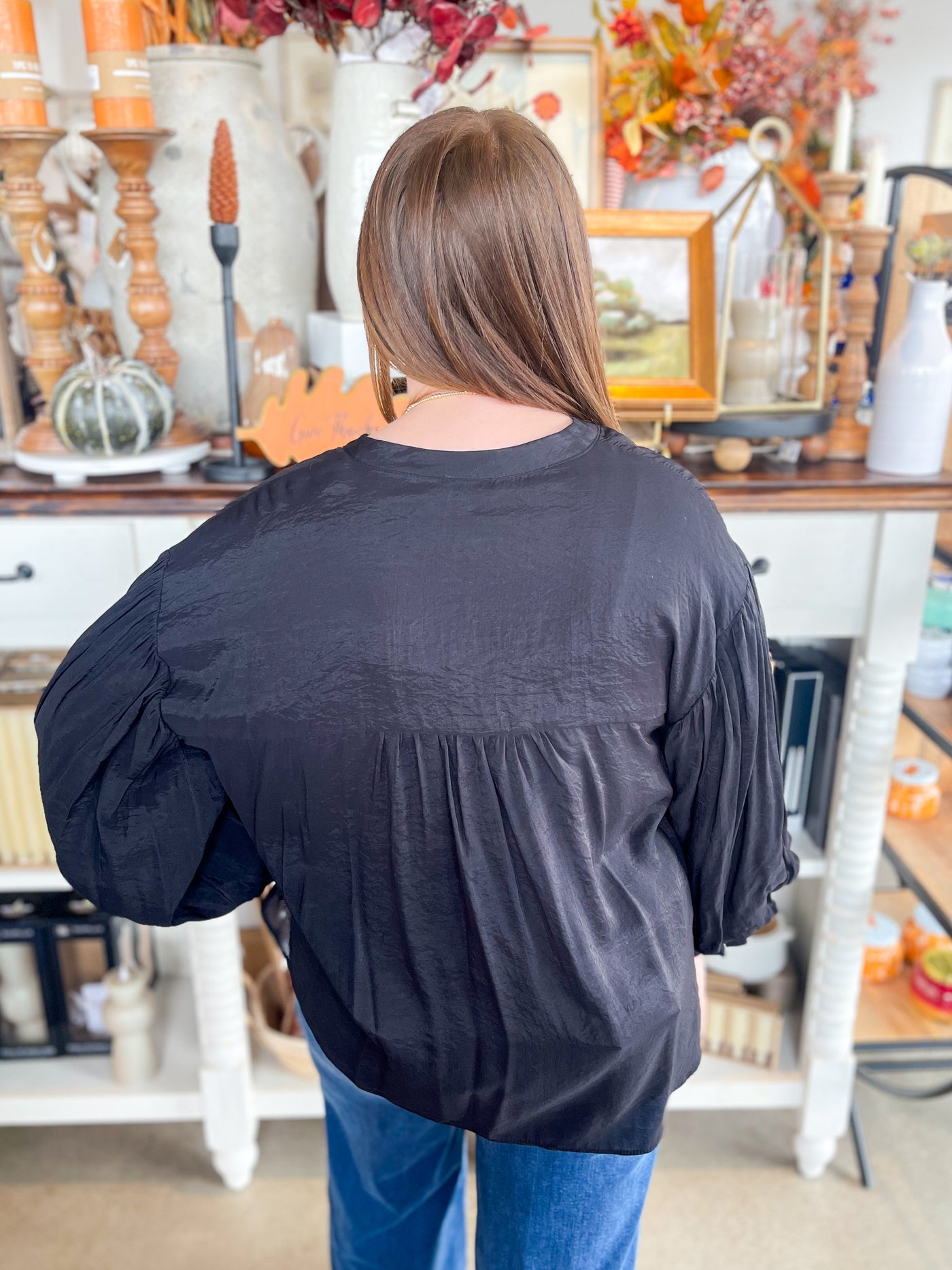 Black Puff Sleeve Aspen Top
