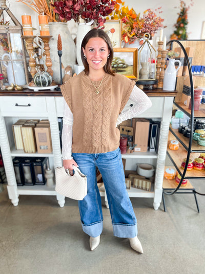 Umgee Mocha Tai Sweater Vest