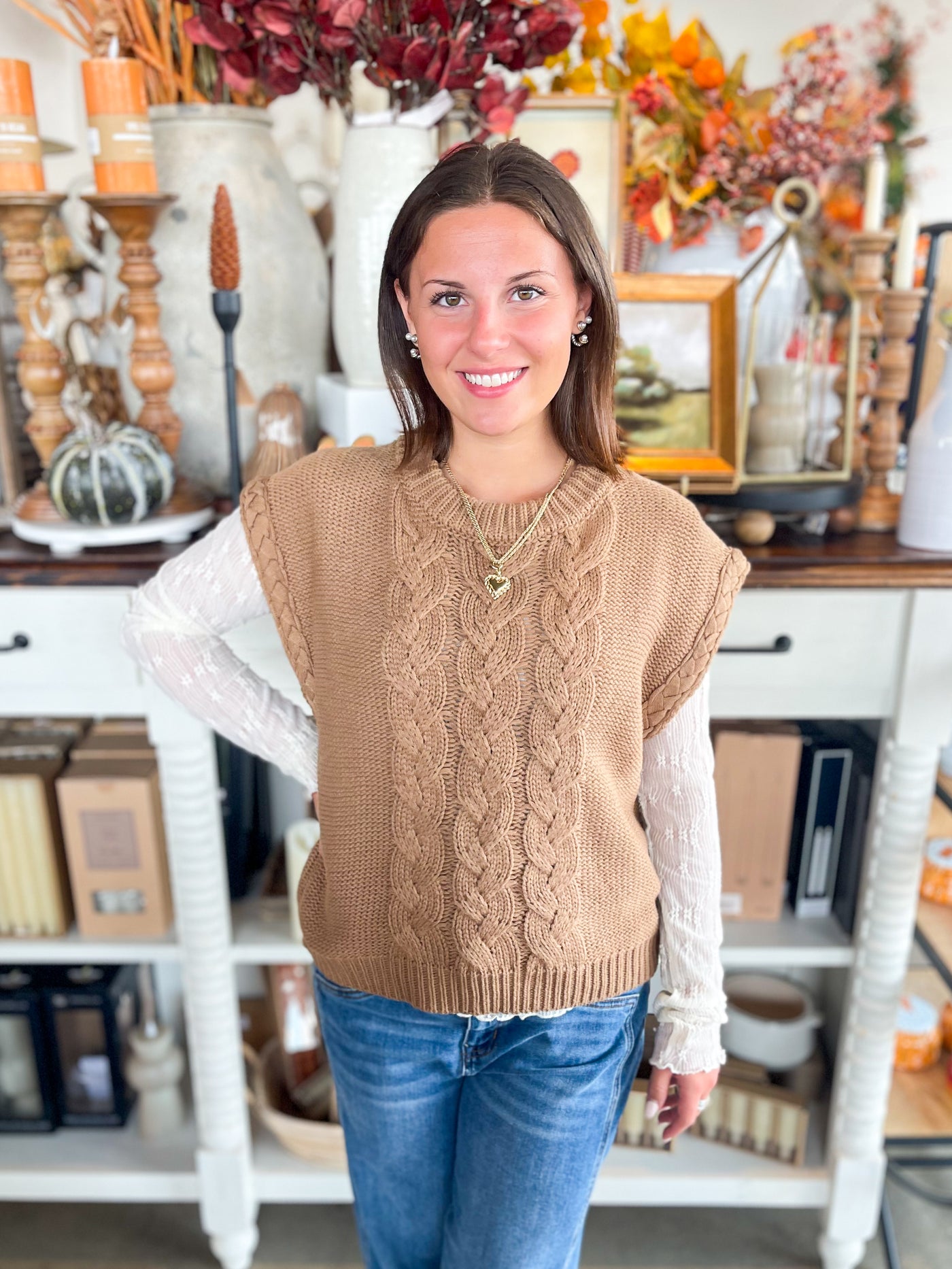 Umgee Mocha Tai Sweater Vest