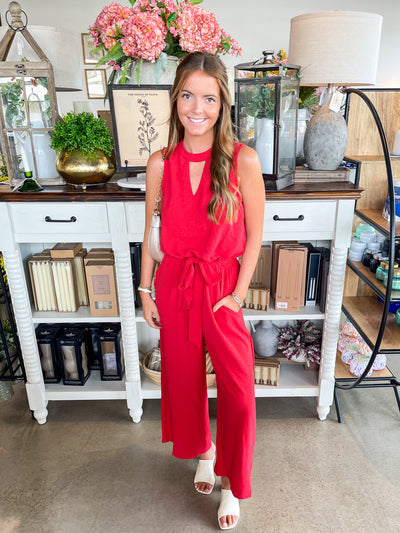 Red Bowie Jumpsuit