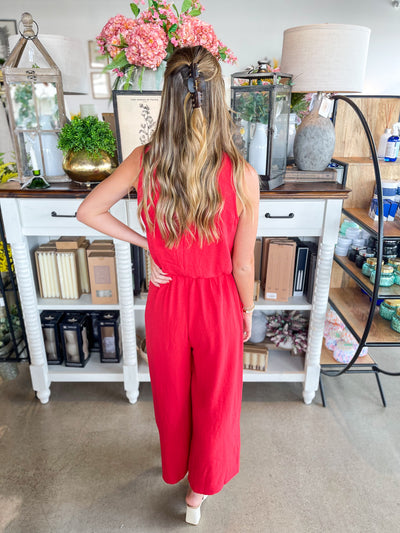 Red Bowie Jumpsuit