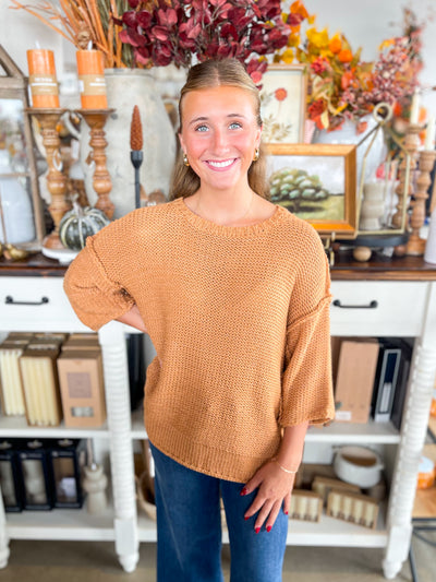 Easel Caramel Half Sleeve Gracie Sweater