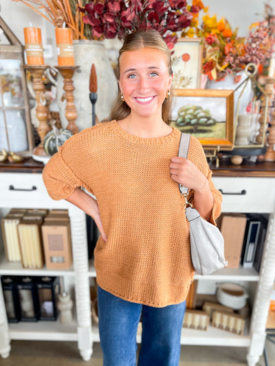 Easel Caramel Half Sleeve Gracie Sweater