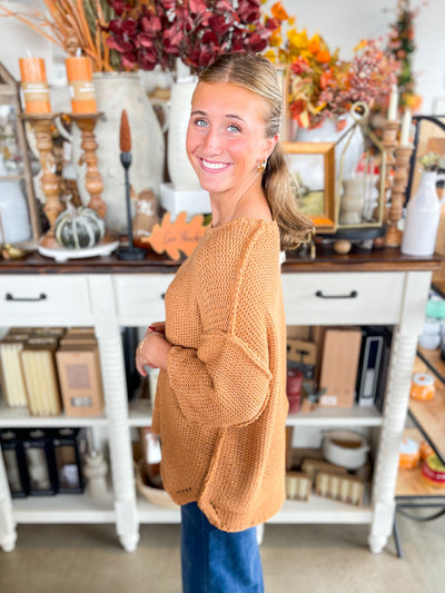 Easel Caramel Half Sleeve Gracie Sweater