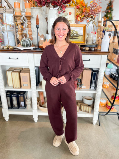 Greta Cardigan Set Brown