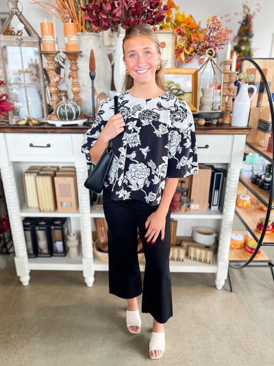 Vervet Black High Rise Crop Wide Leg