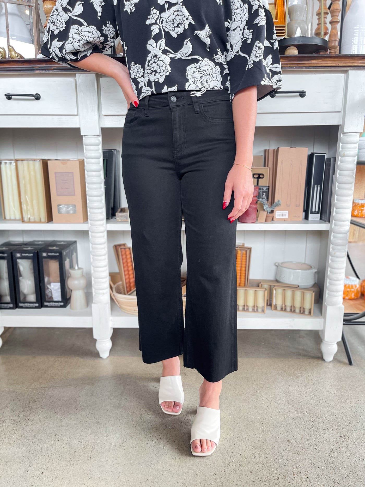 Vervet Black High Rise Crop Wide Leg