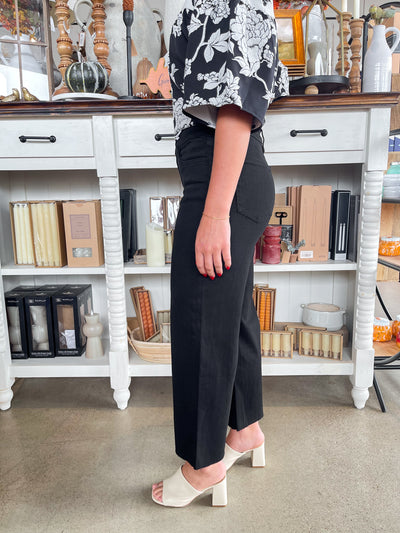 Vervet Black High Rise Crop Wide Leg