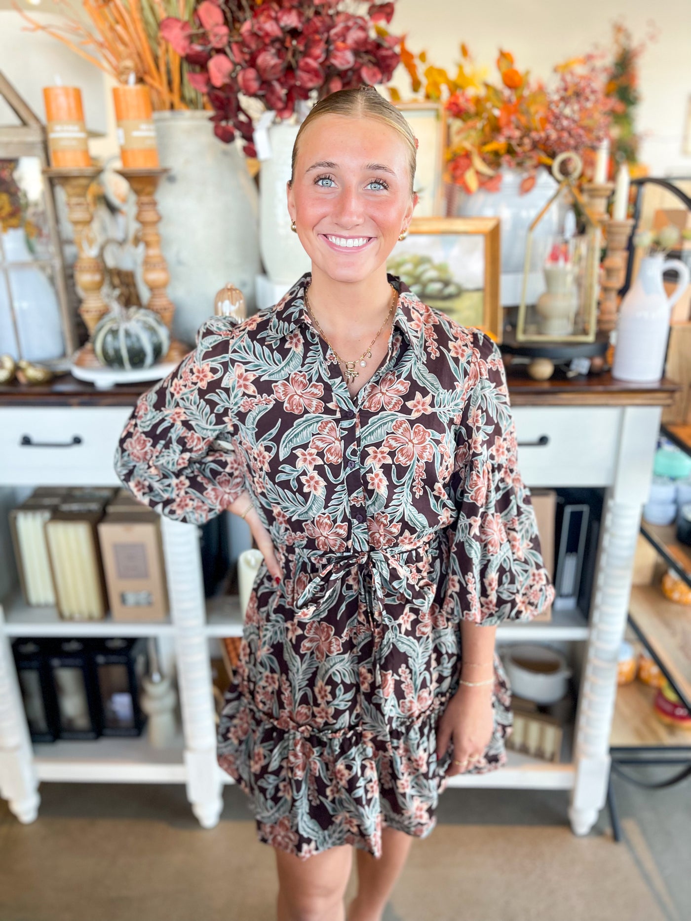 Brown Floral Tessa Dress