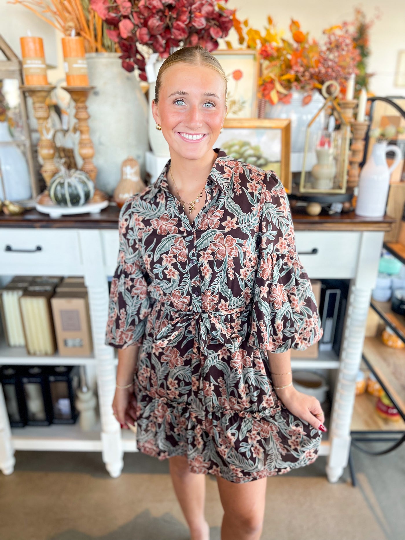 Brown Floral Tessa Dress