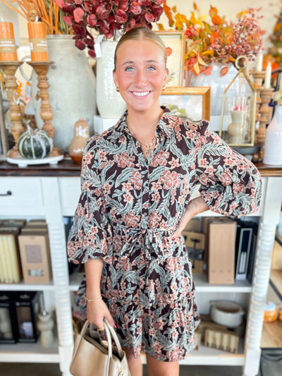 Brown Floral Tessa Dress