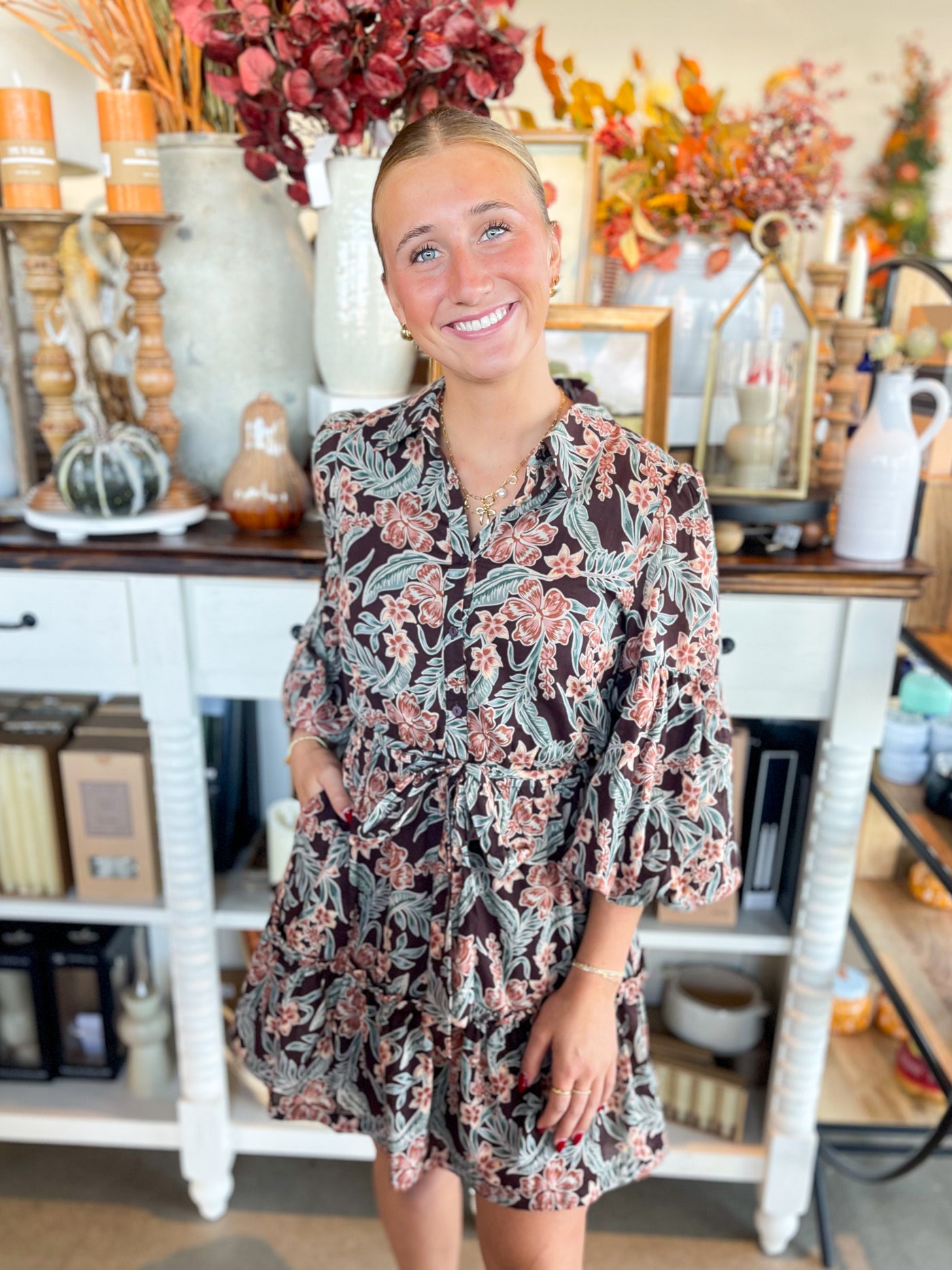 Brown Floral Tessa Dress