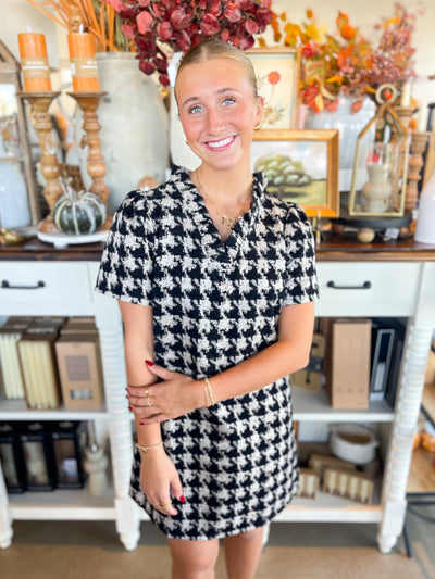 Voy Black Houndstooth Dress