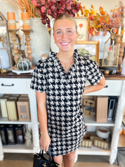 Voy Black Houndstooth Dress