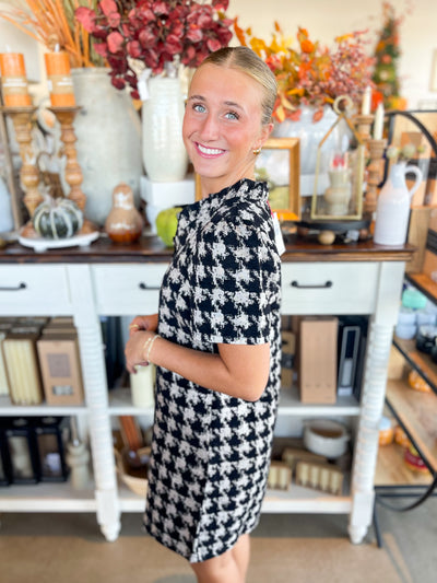 Voy Black Houndstooth Dress