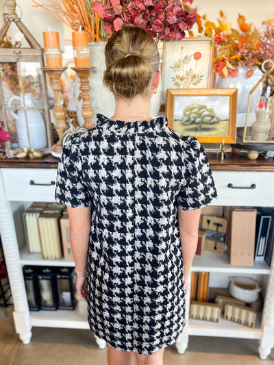 Voy Black Houndstooth Dress