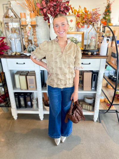 Tan Dotted Texured Top