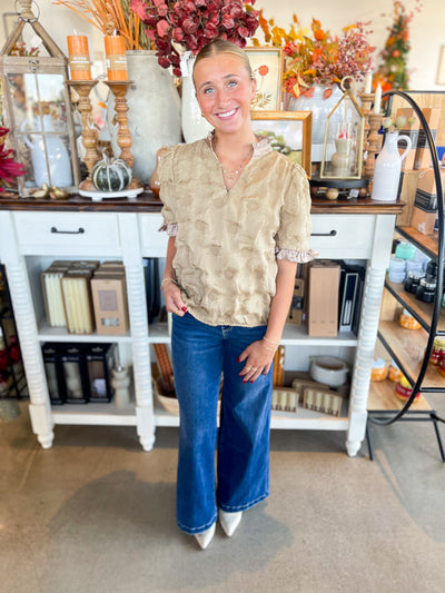 Tan Dotted Texured Top