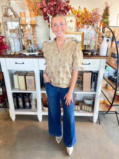 Tan Dotted Texured Top