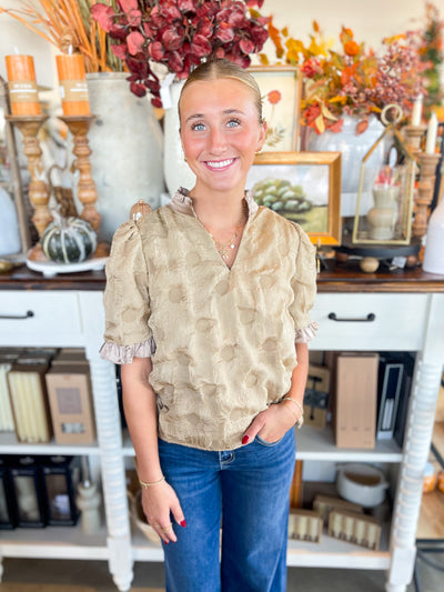 Tan Dotted Texured Top