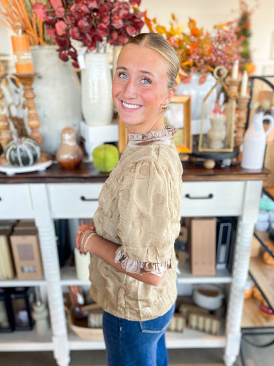 Tan Dotted Texured Top
