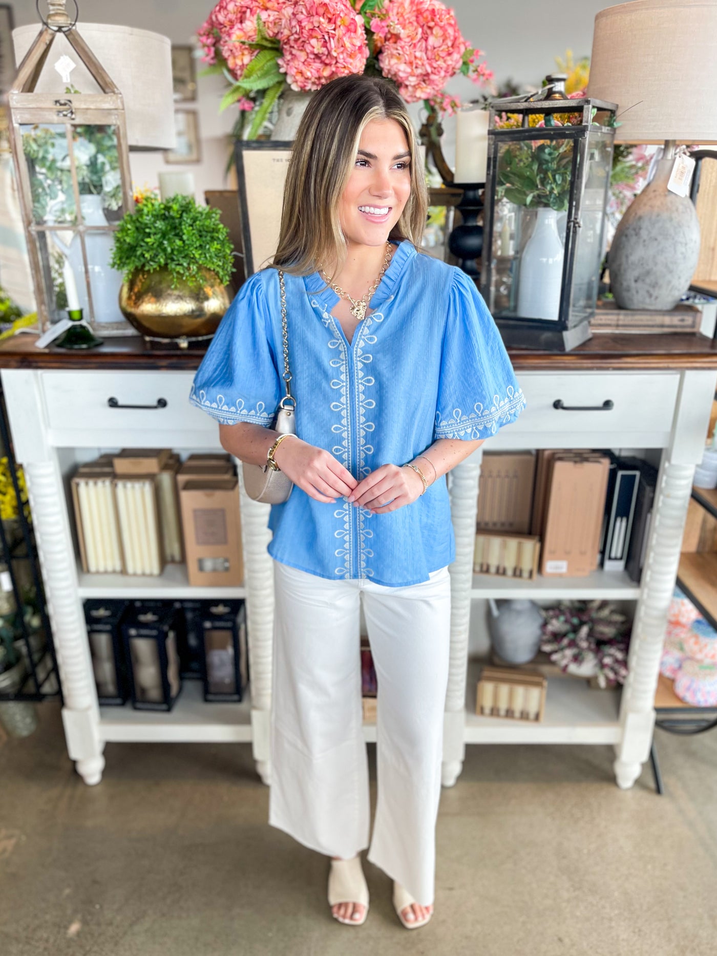 Azure Blue Sarah Top