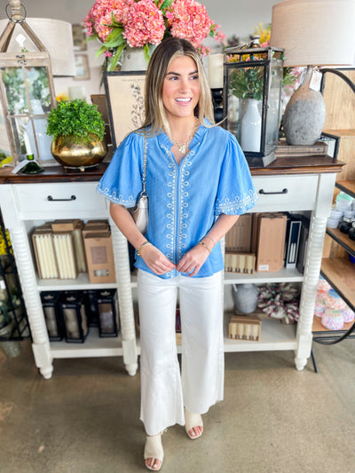Azure Blue Sarah Top