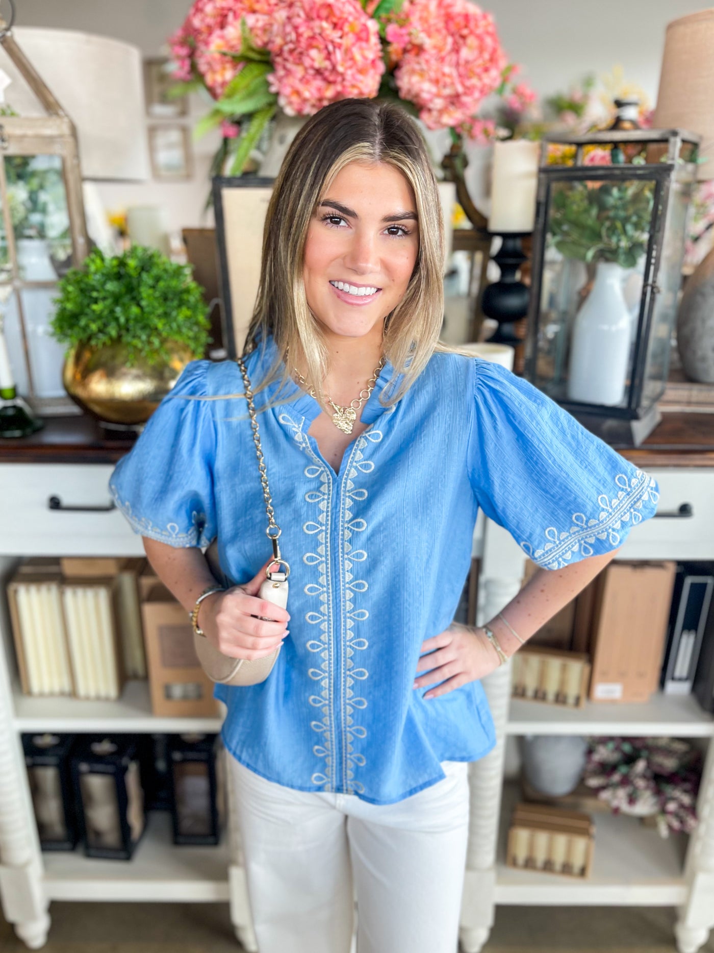 Azure Blue Sarah Top