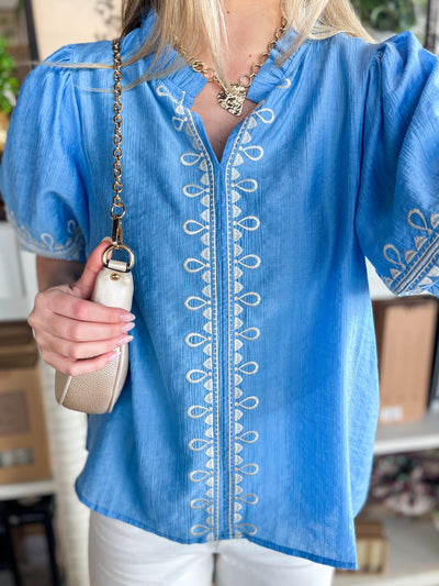 Azure Blue Sarah Top