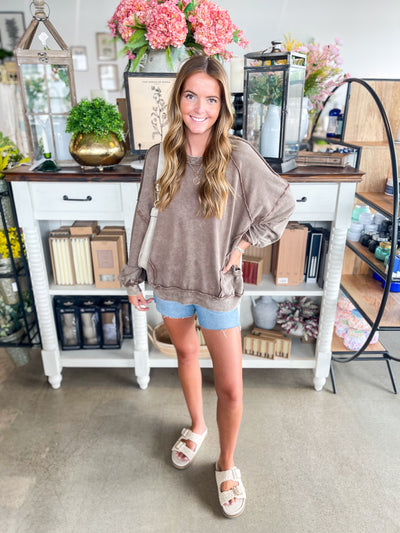 Easel Jamie Cacao Mineral Wash Top