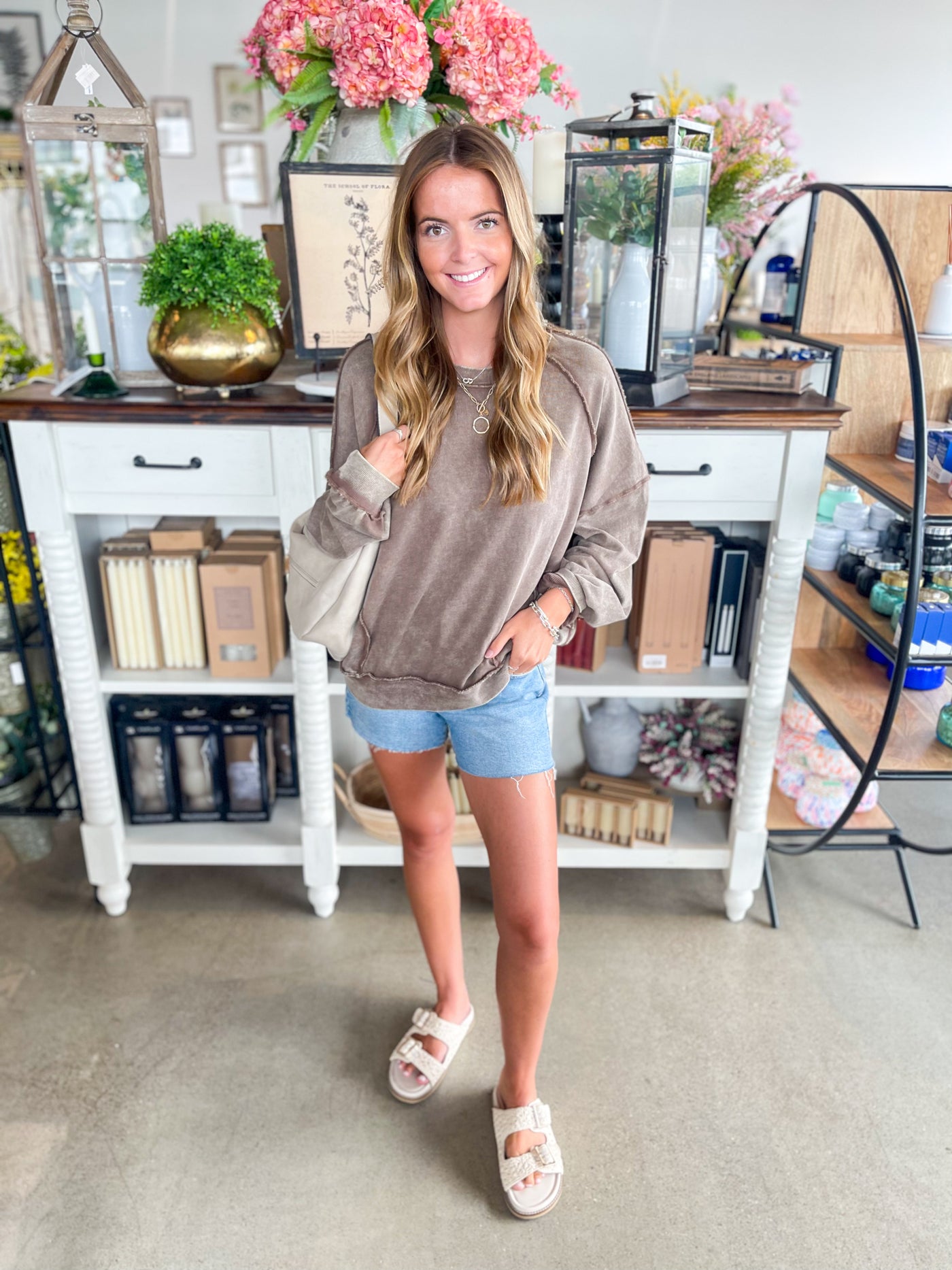 Easel Jamie Cacao Mineral Wash Top