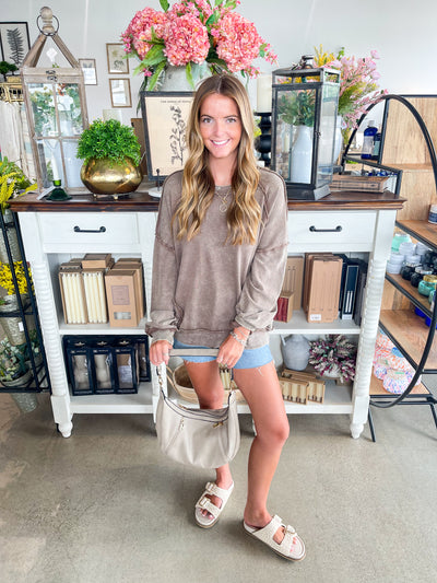 Easel Jamie Cacao Mineral Wash Top