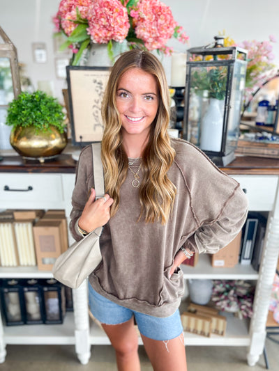 Easel Jamie Cacao Mineral Wash Top