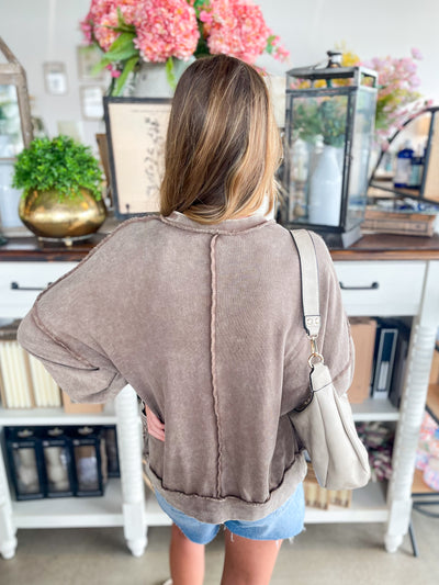 Easel Jamie Cacao Mineral Wash Top