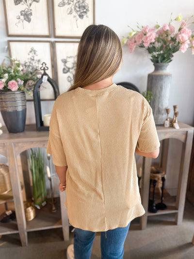 Mustard Ribbed Lana Top