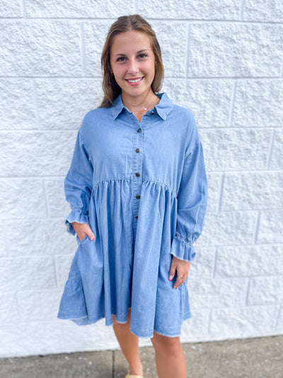 Light Washed Tie Back Dress