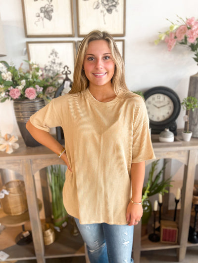 Mustard Ribbed Lana Top