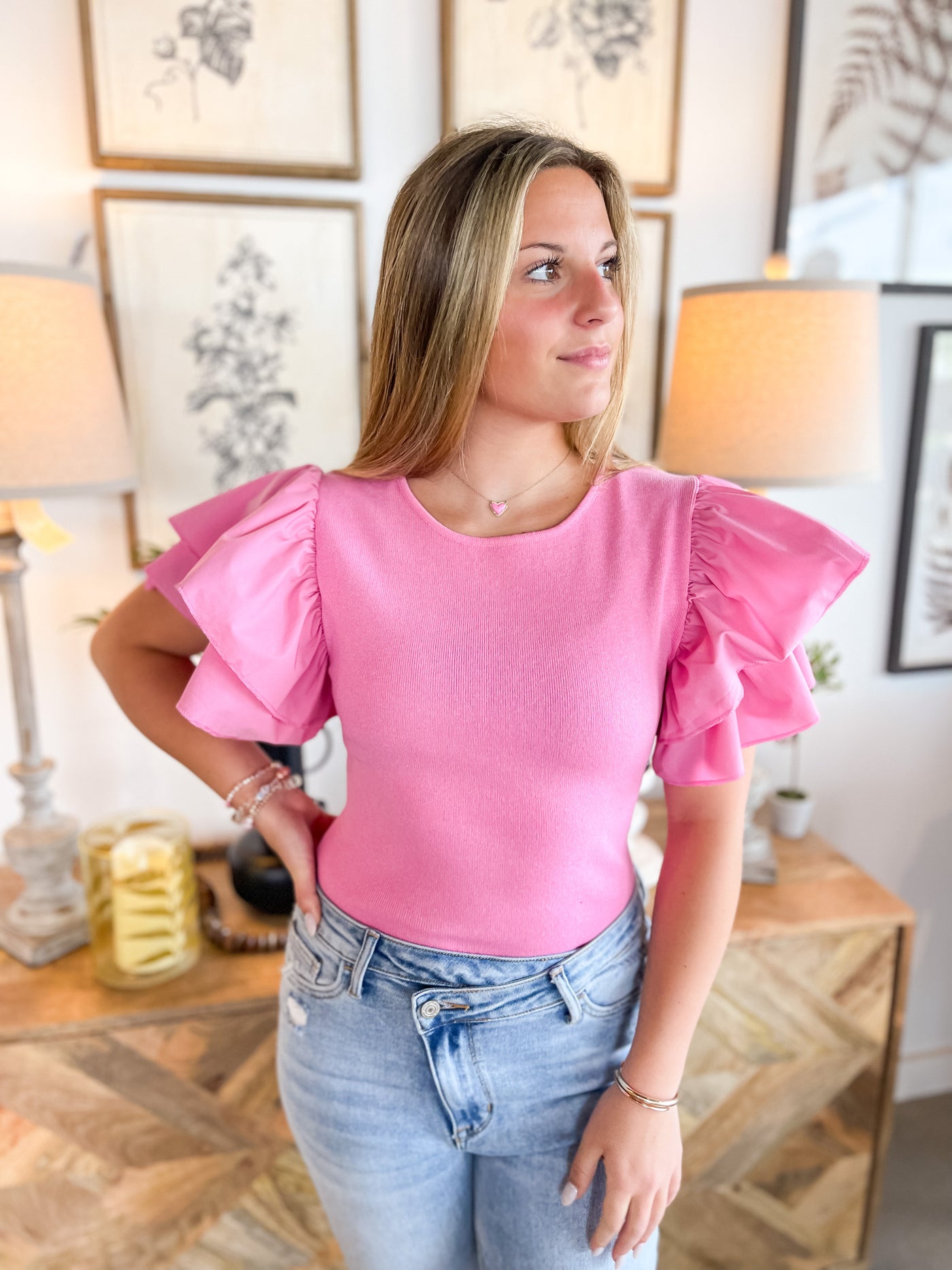 Louise Bubblegum Pink Bodysuit