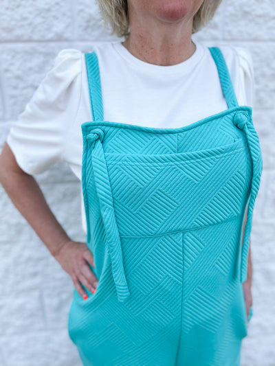 Turquoise Textured Overalls