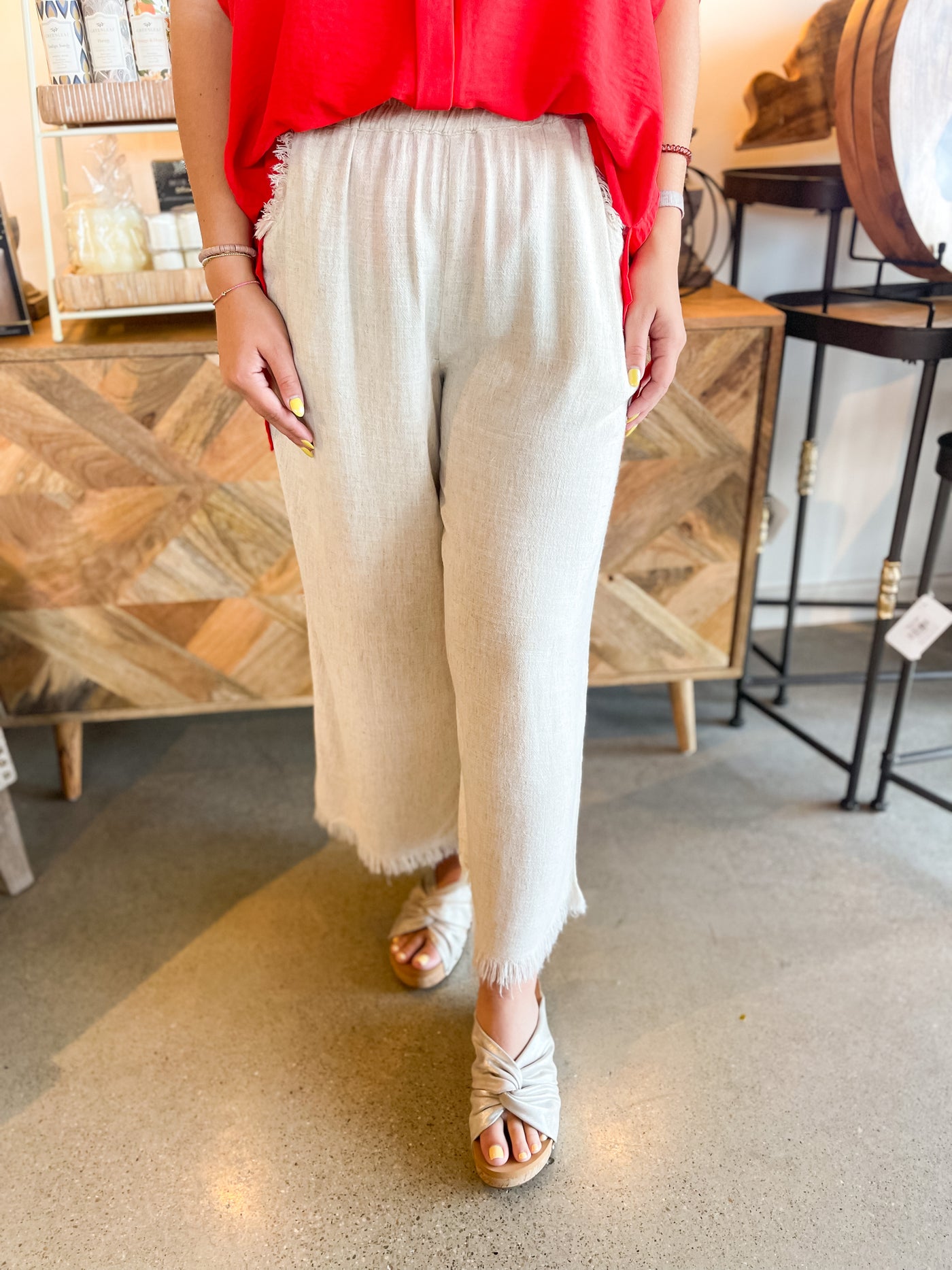 Umgee Oatmeal Wide Leg Pant