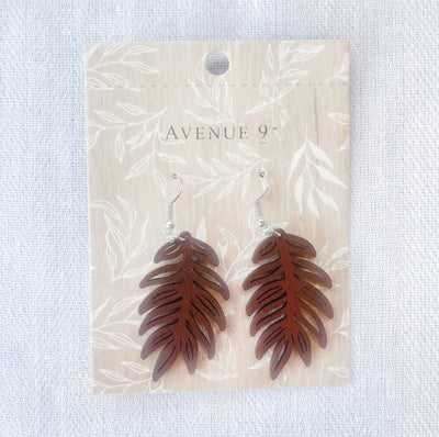 Wood Leaf Earrings