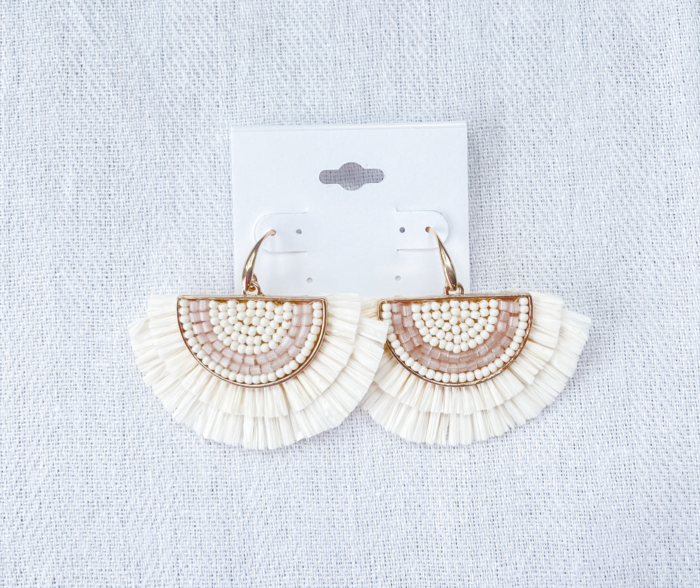 Beads & Raffia Fan Earrings