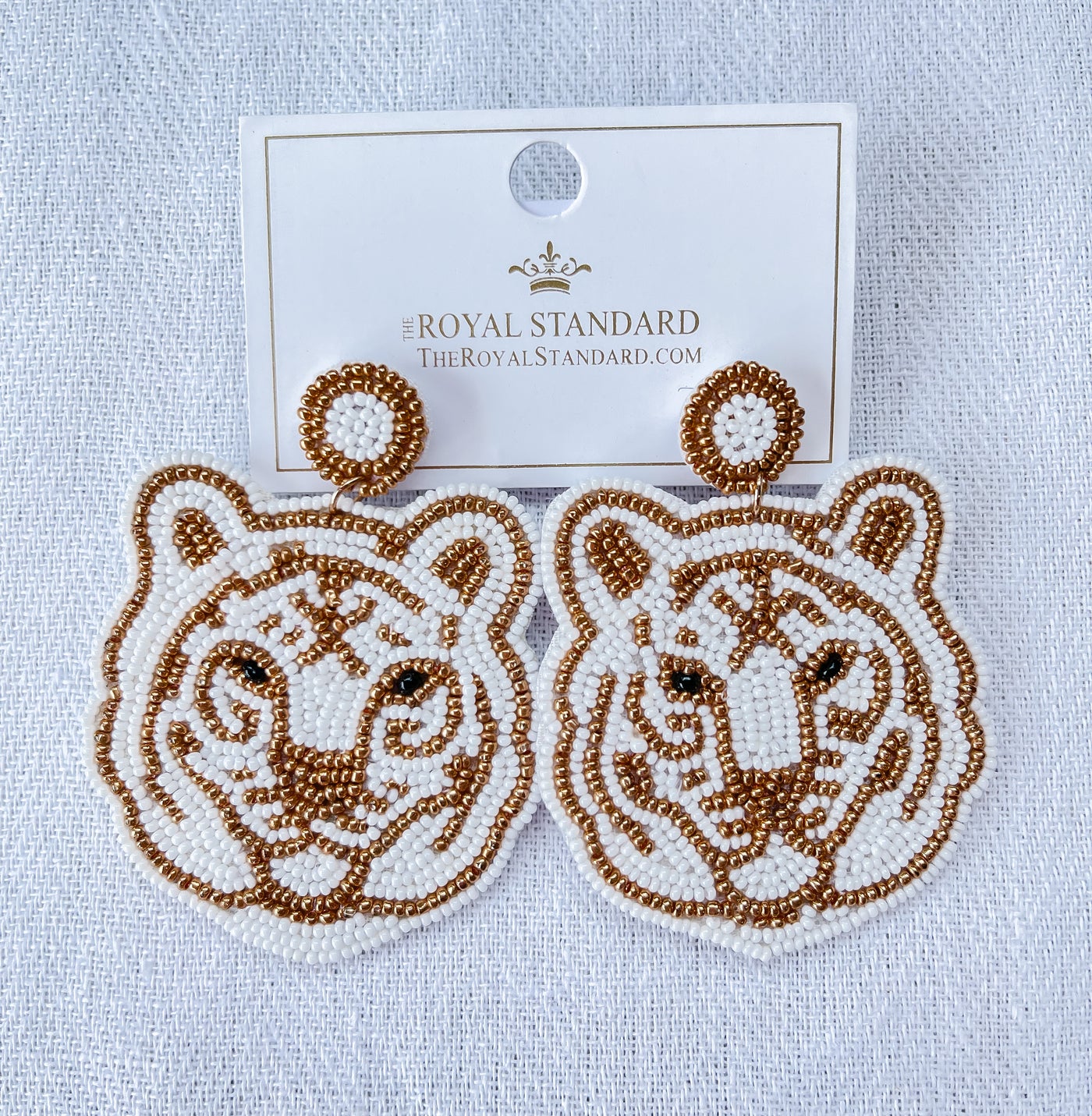 Tiger Face Beaded Earrings