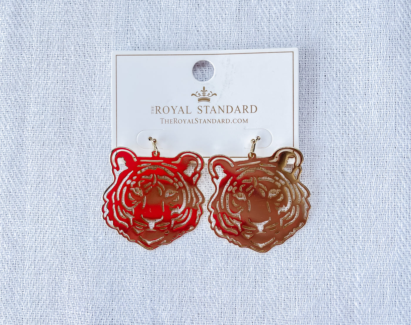Tiger Face Gold Earrings