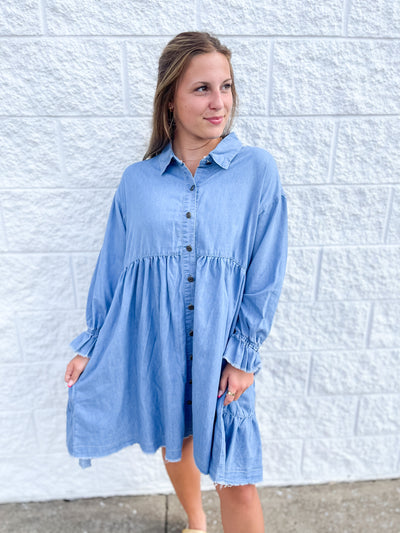 Light Washed Tie Back Dress